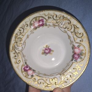 Elegant Gold and Floral Porcelain Bowl